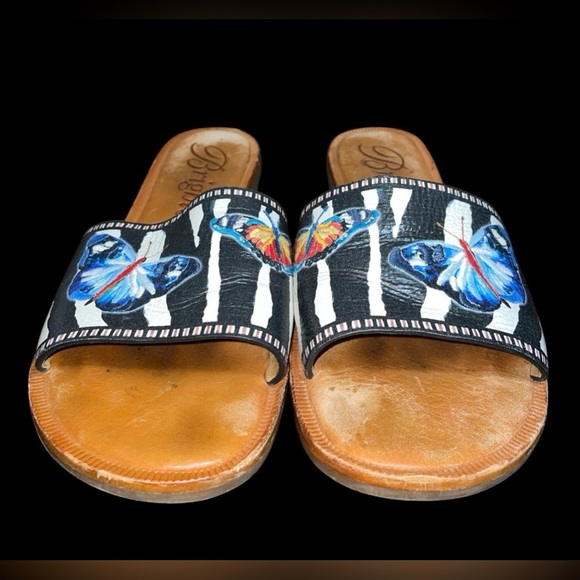 Brighton Africa Designer Beth Farrara Leather Flip Flop Sandals 7 1/2 - Picture 2 of 8